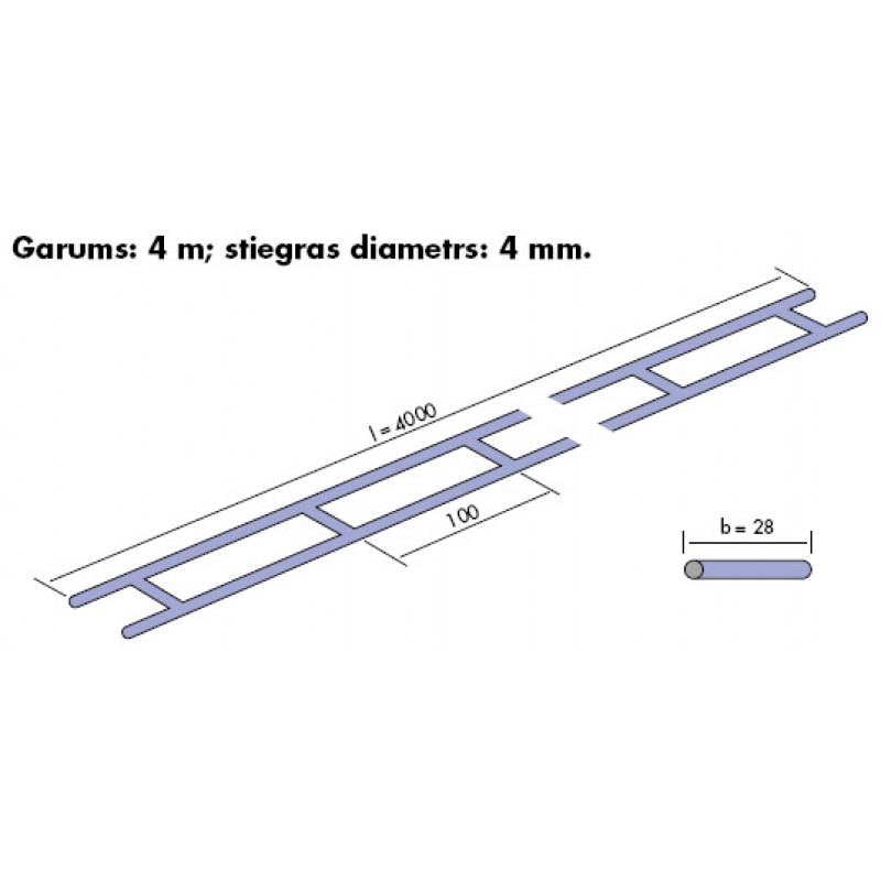 Tērauda armatūra FIBO Bi armatūra D=4mm 4m